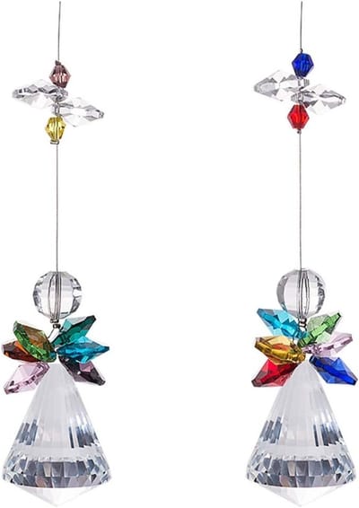 Suncatcher Engel Feng Shui Prismen Hangdecoratie voor Raam en Tuin - 2 Stuks Kralen Ornamenten voor Verjaardag en Bruiloft