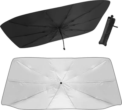 Famanu – Zonnescherm voor de voorruit - 140 x 80 cm - draaibaar - opvouwbaar - uv-bescherming - voor verschillende autotypen
