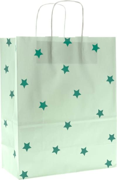 Papieren tasjes 50 stuks - Groen en Print / Multi colour - A4 25x31x12 - Cadeautasjes - Papieren tasjes met handvat