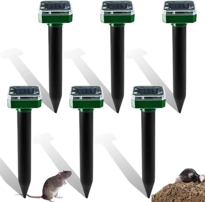 Set van 6 Ultrasone Dierenafschrikkers voor Buitengebruik, Waterdicht en Effectief tegen Mollen, Duurzaam en Milieuvriendelijk