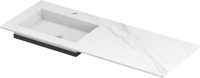 INK Post wastafel in keramische slab met envelop bodem wasbak links met 1 kraangat, 120x45x1cm, calacatta mat