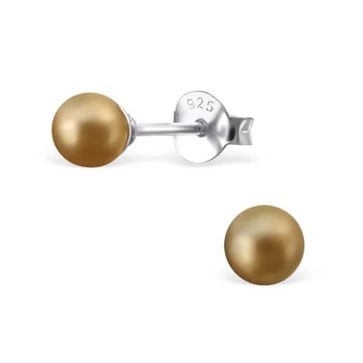 Aramat Jewels | Oorbellen | Zilveren Parel Oorbellen - Tijdloze Elegantie | 4mm / Goudkleurig | | | Zilver | Kinderen, Volwassenen | Verkleurd niet