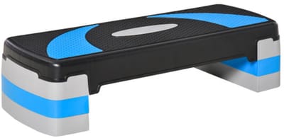 Aerobic Stepper Stepbord, 3‑standen Hoogteverstelbaar 10/15/20cm, Fitnessplatform tot 150kg, lichtblauw 80x31x10‑20cm
