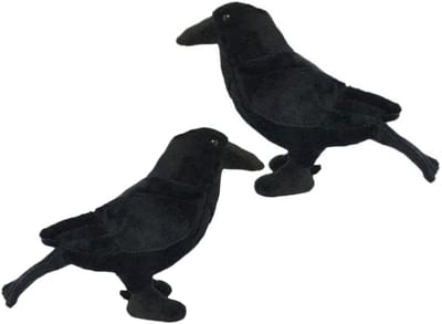 Pluche zwarte kraai/raaf vogel knuffel - 2x - 18 cm - Vogels dieren - decoratie/speelgoed