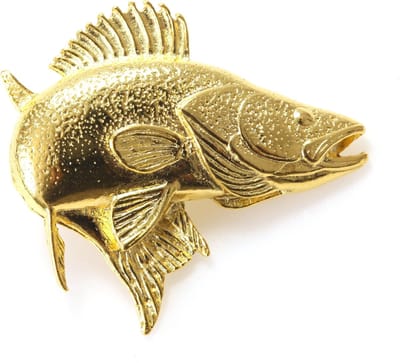 Visspeld Snoekbaars Verguld - Vissen Broche Revers Kraag Das Speld Sierspeld Hoedenspeld Bijoux Sjaal Pinn Sjaalspeld Sieraad Broches Pin Dasspeld Button