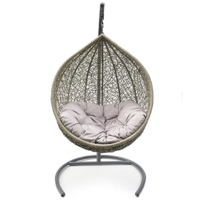Egg chair - Hangstoel - 100cm Rond - Taupe-grijs - incl. kussen