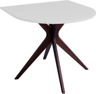 Halve Ovale Tafel - Eettafel Keuken - Kleine Ruimtes - Centrale Poot - 80x80cm - Parelgrijs