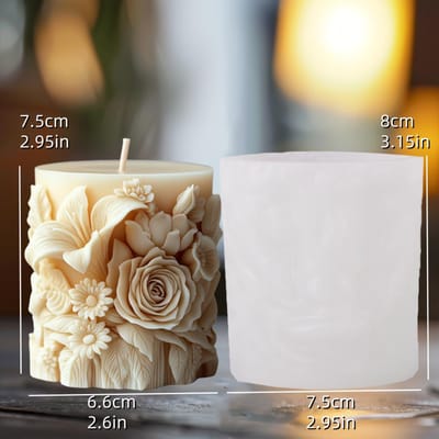 1 stuks Siliconen Kaarsvorm met Gedetailleerd Roos- en Lelie Bloemenontwerp Ovale Vorm voor DIY Aromatherapie Kaarsen, Handgemaakte Zeep Geurkaarsvorm