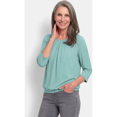 Verzorgd shirt in elegante blouselook - mintgroen - Gr. 19 van Goldner Fashion