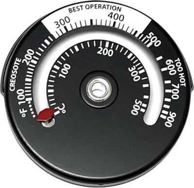 Kachelpijp thermometer voor houtkachels. Meet de temperatuur van uw houtkachel op de pijp.