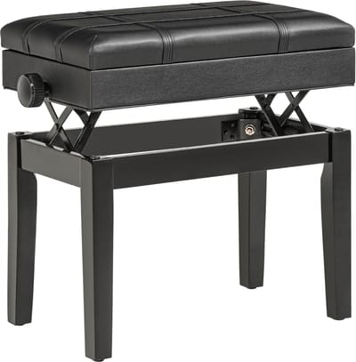 MODFU Voetenbank 63x35x46-56 cm van hout, met opbergruimte, zwart