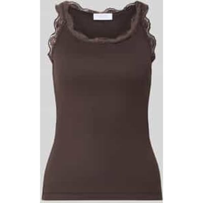 Slim fit top van puur katoen met kant