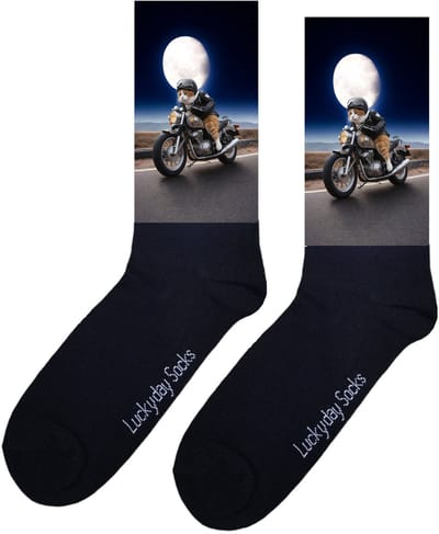 Motor - Opkikker - Grappige sokken - Valentijns cadeau - Verjaardag cadeau - Sint cadeau - Leuke sokken - Aparte sokken - Vrolijke sokken - Kat - Poes - Grappige cadeau - Kerstsokken - Vaderdag - Moederdag - Socks maken Happy - 37-44