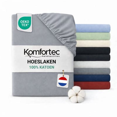 Komfortec Jersey Stretch Hoeslaken 120x200 cm - 23cm Matrasdikte- Rondom Elastiek - 100% Katoen - Grijs