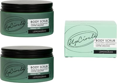 UpCircle - 99% Natuurlijk Koffie Body Scrub - Exfoliërend en Verfrissend - Citroengras - Zeezout - Kokosolie - Vegan - 2 x 220 ml