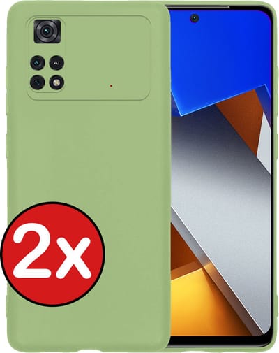 Hoesje - 2 Stuks - Geschikt voor Xiaomi Poco X4 Pro 5G - Sterk & Shockproof - Telefoonhoes - Back Cover - Case Siliconen - Telefoon Hoes - Groen