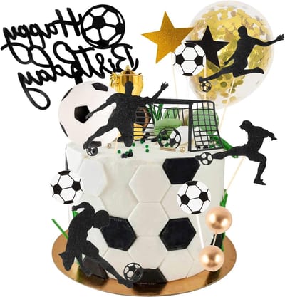 34-delige Voetbal Taartdecoratie voor Verjaardagsfeesten en Sportfeesten, Ideaal voor Voetbalthema's en Feestversiering