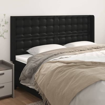 vidaXL - Hoofdbord - met - randen - 163x16x118/128 - cm - kunstleer - zwart