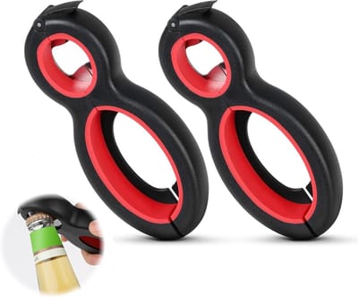 Handige 2-delige Flesopener Set voor Senioren, Antislip Dekselopener en 6-in-1 Glazenopener voor Mensen met Zwakke Handen en Artritis