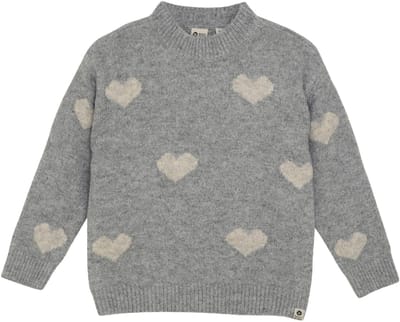 DAILY7 Knitted Sweater Heart Truien & Vesten Meisjes - Sweater - Hoodie - Vest- Grijs - Maat 104