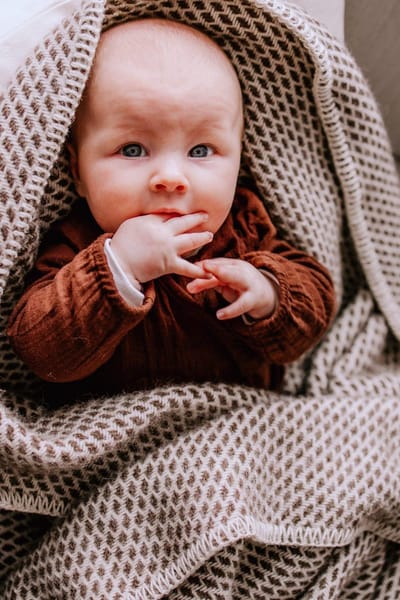 Wiegdeken wol - Pure Baby Love - bee - bruin
