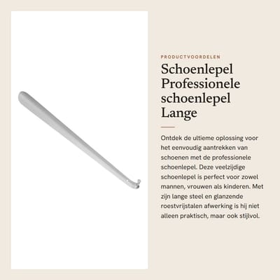 Dailygoods- Schoenlepel Professionele Roestvrij Staal - Dubbelzijdige Schoenlepel - Lange Steel - Antislip - Voor Mannen/Vrouwen - 41 x 4 cm - Schoenhulp