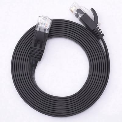 Internetkabel - 10 meter - CAT6 - Ultra dunne Flat Ethernet kabel - Netwerkkabel (1000Mbps) - Zwart - UTP kabel - RJ45 - UTP kabel