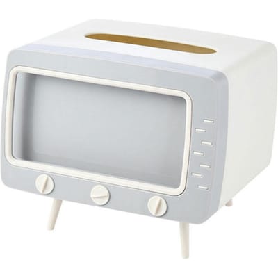 TV Vorm Tissuebox met Mobiele Telefoon Standaard Kawaii Tissuebox Dispenser Creatief Multifunctioneel voor Woonkamer Nachtkastje white