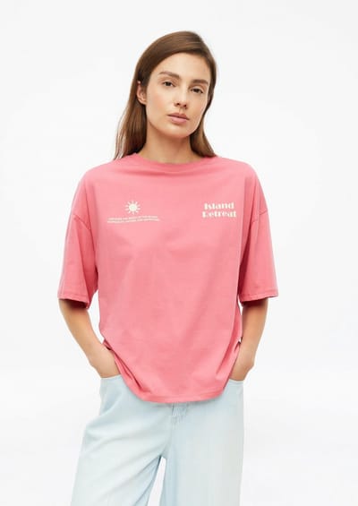 Vrouwen T-shirt van zacht katoen met ronde hals en print s.Oliver
