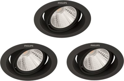 Philips Pomeron Inbouwspot - SceneSwitch - 5W - Warmwit licht - Zwart - Multi-pack 3 stuks