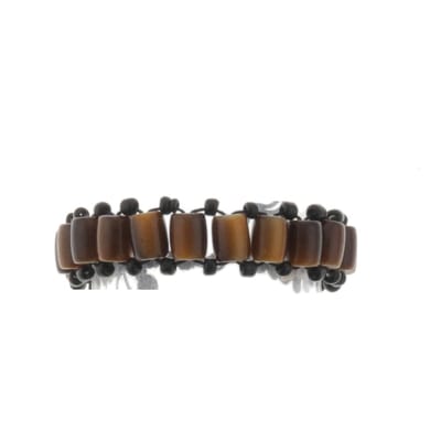 Behave - Armband - kralen bruin zwart - unisex - casual stijl - nikkelvrij