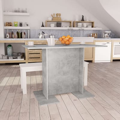 vidaXL - Eettafel - 110x60x75 - cm - bewerkt - hout - betongrijs