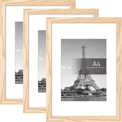 PromoHome Set van 3 Houten Fotolijsten A4 Formaat - Klassiek Design