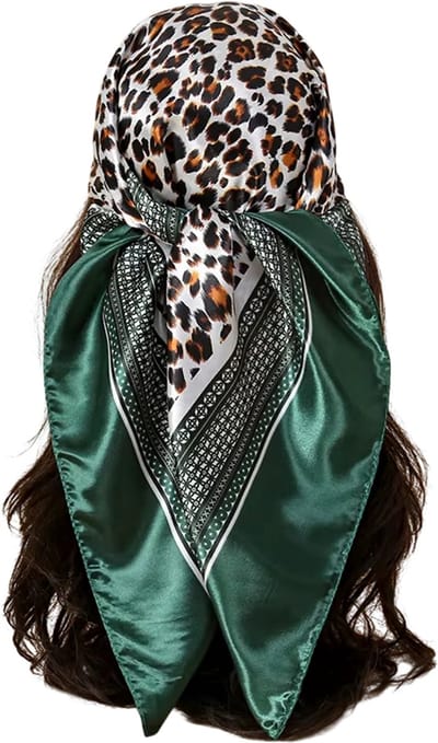 Stijlvolle Hip Hop Hijab Sjaal voor Dames - Vierkante Satijnen Zijde Sjaal met Print - Multifunctionele Foulard, Bandana & Pashmina Wrap - Groen