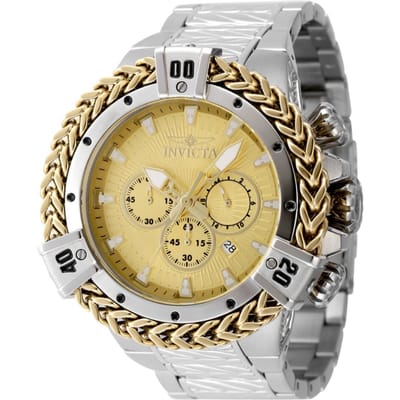 Invicta Bolt 48157 Heren Horloge - Quartz Uurwerk - Roestvrij Staal met gouden Wijzerplaat - 54mm