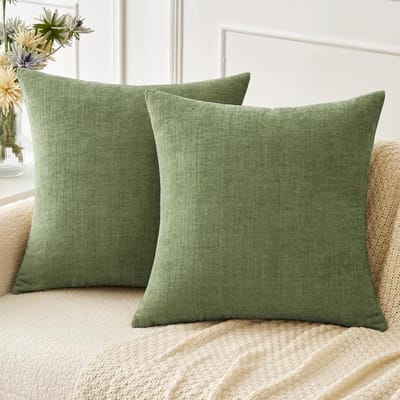 Chenille Kussenhoezen Groen Zacht Effen Kussenhoes voor Bank Woonkamer Pluche Accent Lente Kussenhoezen voor Huisdecoratie 45x45cm