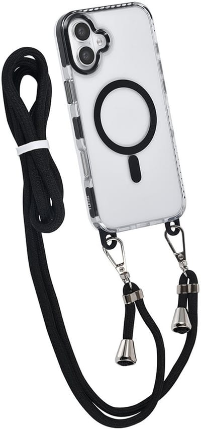 TUNIQ iPhone 16 Plus Hoesje met Koord - MagSafe Compatible - Transparant zwart