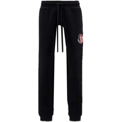 Moncler Genius Hw22 Effen Kleur Logo Label Geribbelde Manchetten Trainingsbroek Gebreide Joggers Heren Onderkleding Zwart H20928H00003809KX999 XL black
