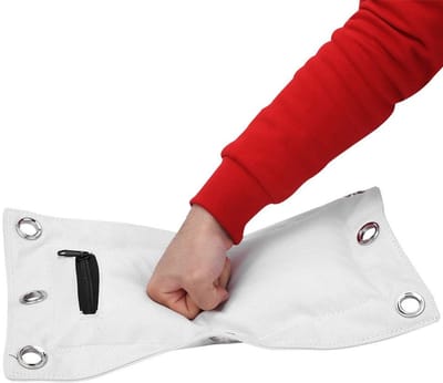Dailygoods- Punch Pad Zandzak - Wing Chun Muurdoel - Zwaar Canvas - Stalen Gesp - Verstelbare Maat S/L/Triple Bag - Lichtbeige
