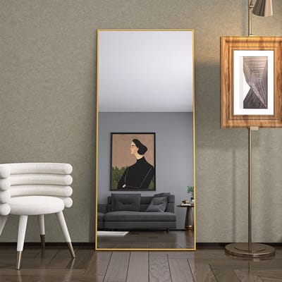 Rechthoekige Staande Passpiegel – Full Body Spiegel met Aluminium Frame – HD Veiligheidsglas – Voor Slaapkamer, Hal & Kleedkamer