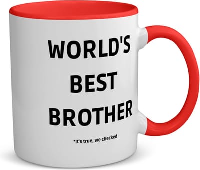 Akyol - world's best brother it's true we checked koffiemok - theemok - rood - Broer - werelds beste broer - verjaardag - cadeautje voor broer - broer artikelen - kado - geschenk - 350 ML inhoud