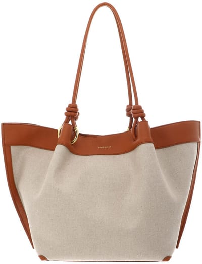 COCCINELLE schoudertas Finn Canvas Handbag Natural / Crab beige