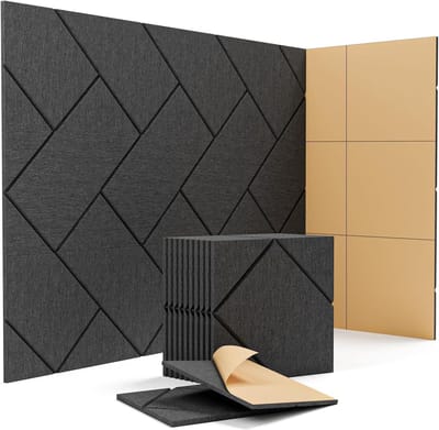 JGS Premium - Akoestische panelen zelfklevend 12 stuks - Geluidsabsorberende panelen voor echoreductie en wanddecoratie - 30x30x09cm