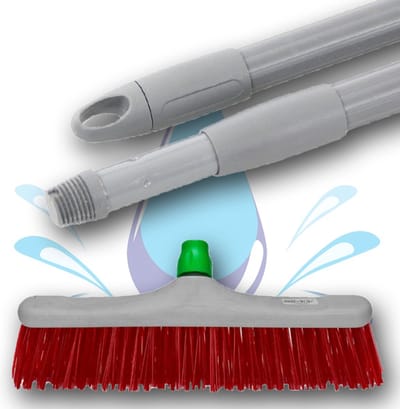 Harde Bezem Rood- Tuinbezem - Nylon - 40 cm - Straatbezem - Bezems - Veger - Buiten Bezem met tele steel 150 cm - Schoonmaakartikelen - Schrobborstels