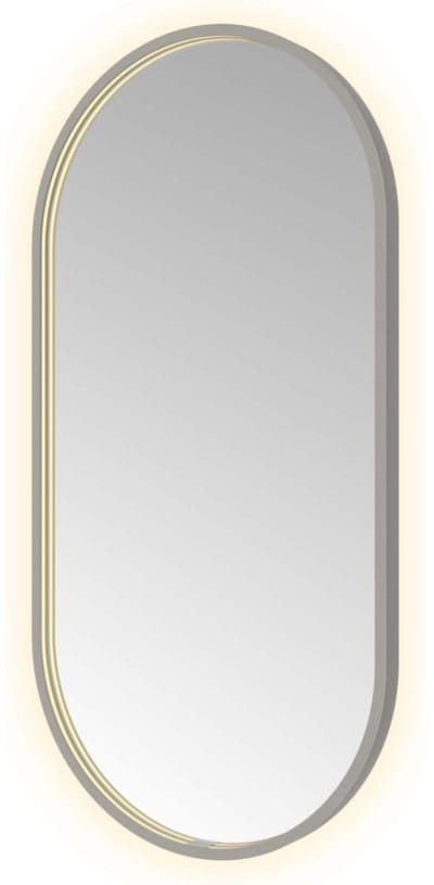 Hotbath &More OVA510 Oval spiegel 50x100cm met verlichting, spiegelverwarming, kleurwissel, dimbaar en afstandsbediening geborsteld gunmetal PVD
