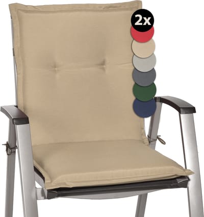 Beautissu Loft NL – Set van 2 Tuinkussens Lage Rug 100x50x6 cm Kussen Natuur Tuinstoelkussens Zitkussen Tuinstoel