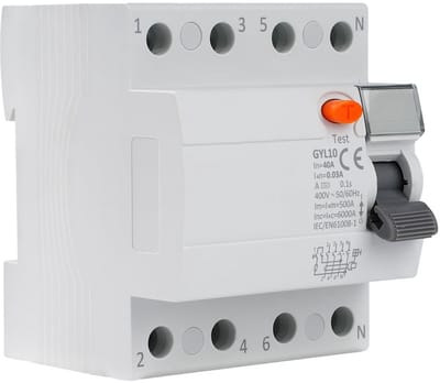 Aardlekschakelaar - Stroomonderbreker - Veiligheid Elektrisch - 4-polig 30mA - 40 A - Grijs
