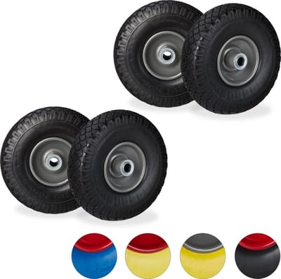 4x steekwagenwiel set - rubberband - bolderkar - 100 kg - stalen velg