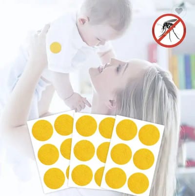 90 gele anti muggen stickers - citronella pleister - deet vrij baby kind veilig - anti mug pleisters antimug antimuggen mosquito repellent muggenbescherming muggenstekker tegen muggenstickers ongedierte insecten bestrijding