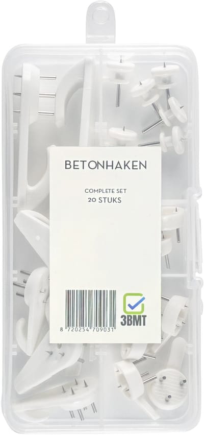 3BMT® Betonhaken - Complete set van 20 stuks - Stalen Nagels - Verschillende soorten en Draagvermogens